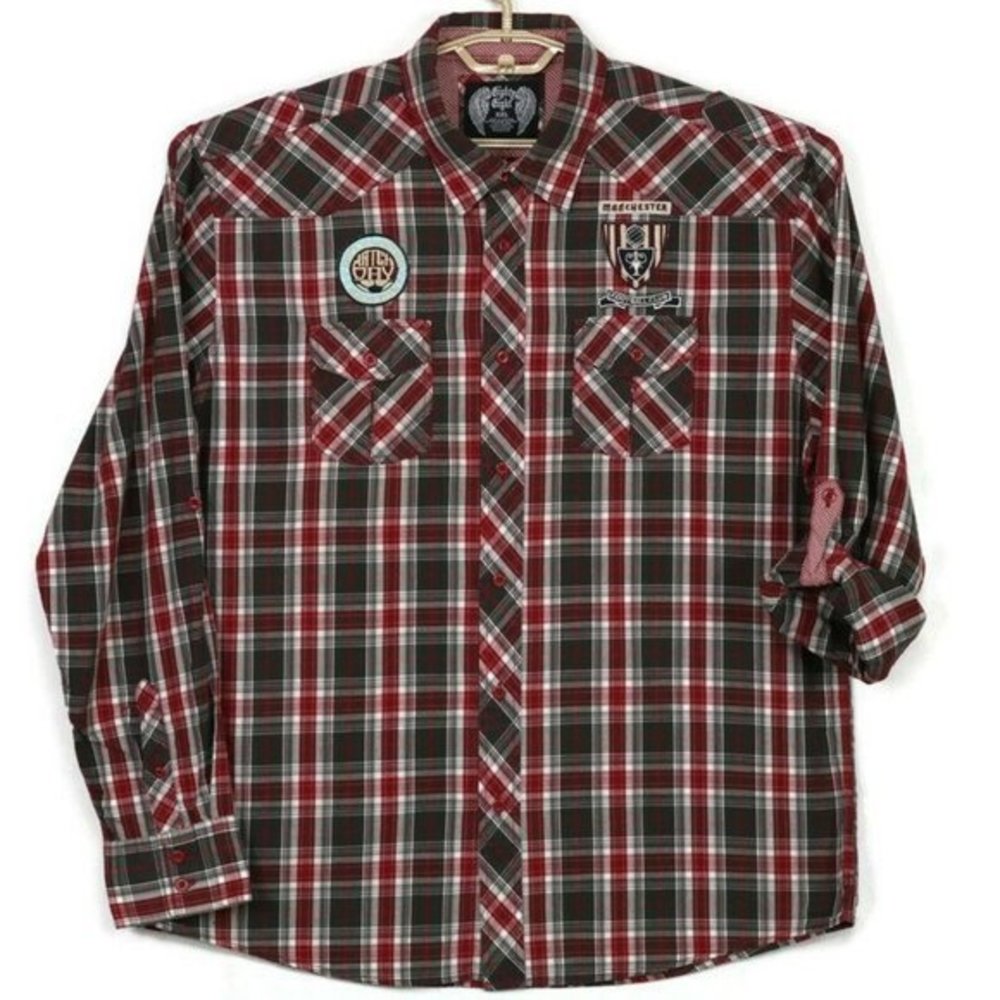 Eighty Eight Shirt Manchester Football Club‎ Red Gray Plaid XXL